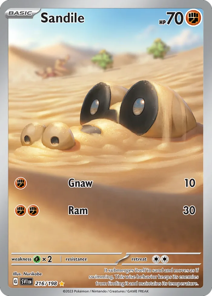 Sandile #216 Scarlet & Violet Pokemon card