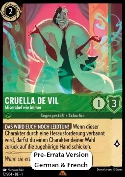 Cruella De Vil #72 The First Chapter Disney Lorcana card