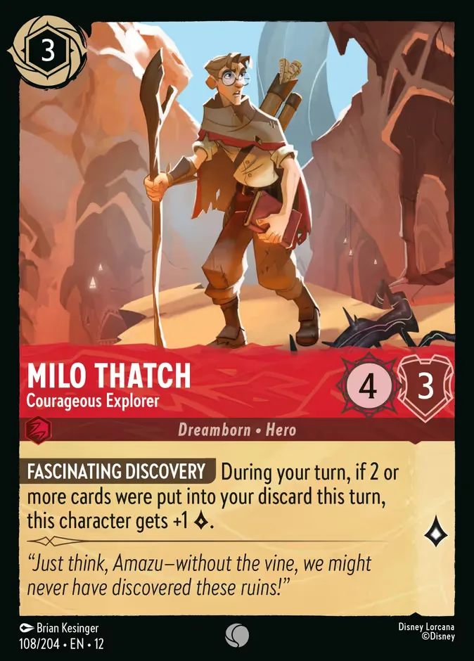 Milo Thatch #108 Wilds Unknown Disney Lorcana card