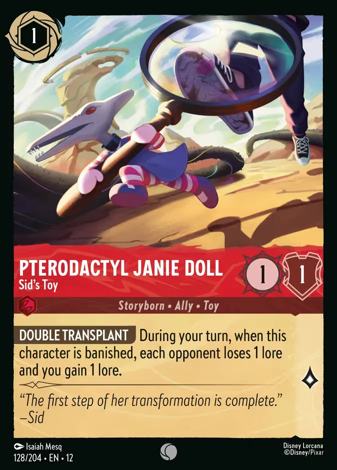 Pterodactyl Janie Doll #128 Wilds Unknown Disney Lorcana card