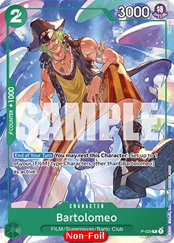 Bartolomeo #P-029 GREEN Uta One Piece card