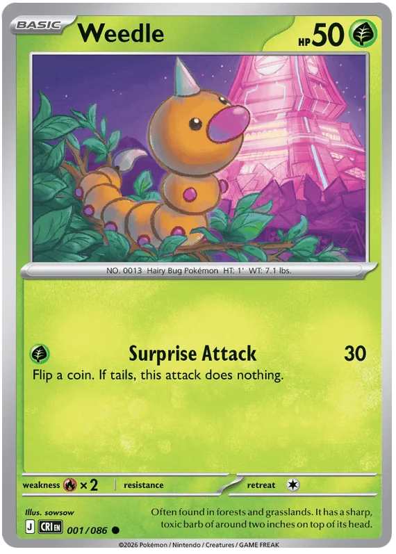 Weedle #1 Chaos Rising Pokemon card