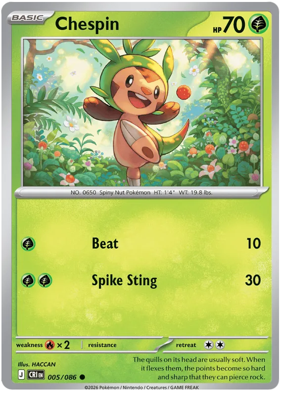 Chespin #5 Chaos Rising Pokemon card