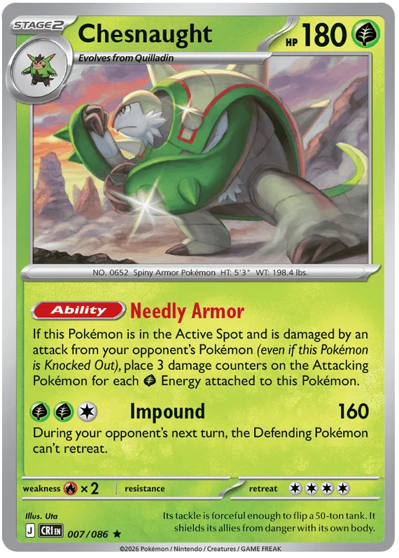 Chesnaught #7 Chaos Rising Pokemon card