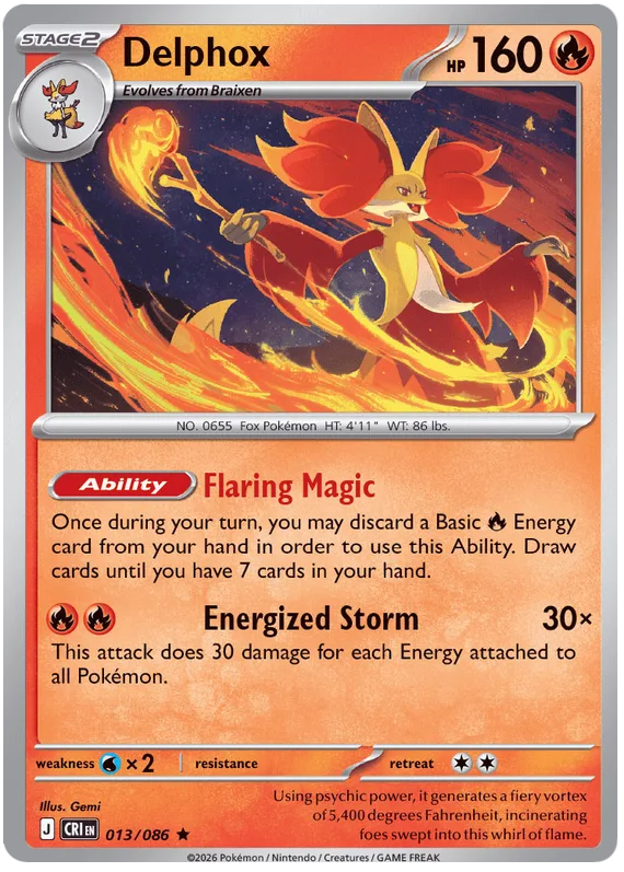 Delphox #13 Chaos Rising Pokemon card