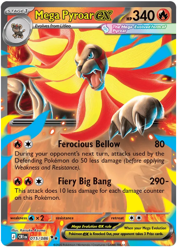 Mega Pyroar ex #15 Chaos Rising Pokemon card
