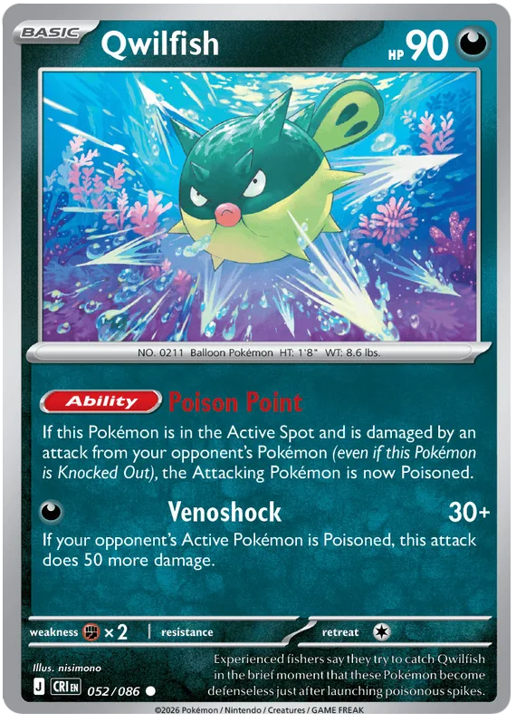 Qwilfish #52 Chaos Rising Pokemon card