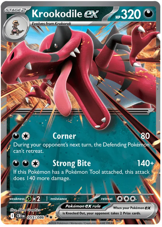 Krookodile ex #55 Chaos Rising Pokemon card