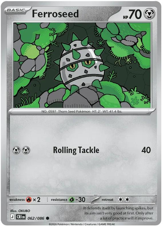 Ferroseed #62 Chaos Rising Pokemon card