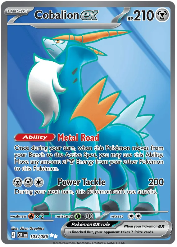 Cobalion ex #103 Chaos Rising Pokemon card