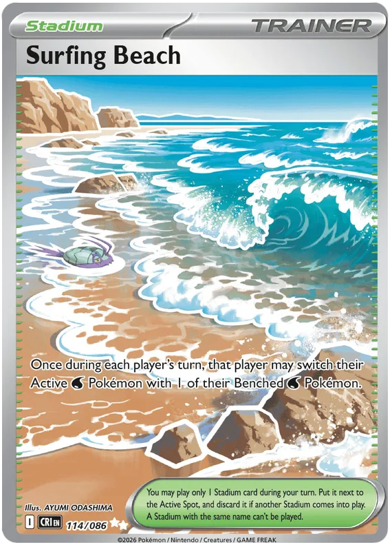 Surfing Beach #114 Chaos Rising Pokemon card