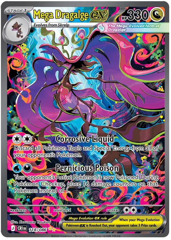 Mega Dragalge ex #118 Chaos Rising Pokemon card