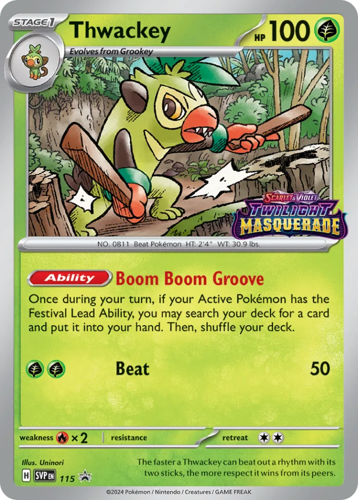 Thwackey #SVP 115 SV Black Star Promos Pokemon card