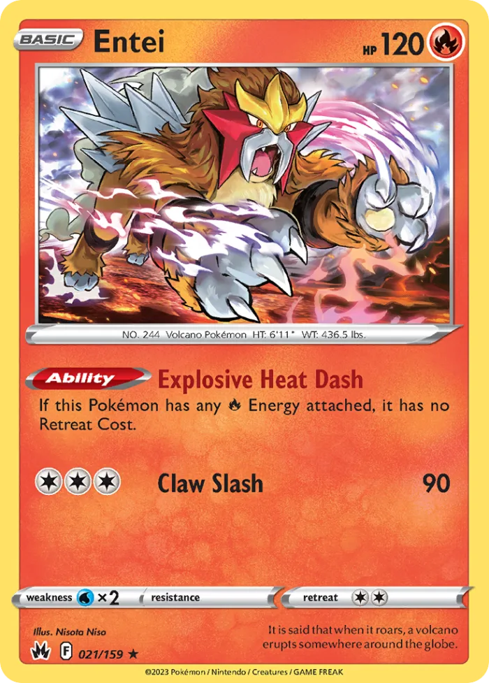 Entei #21 Crown Zenith Pokemon card