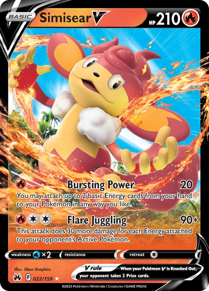 Simisear V #22 Crown Zenith Pokemon card