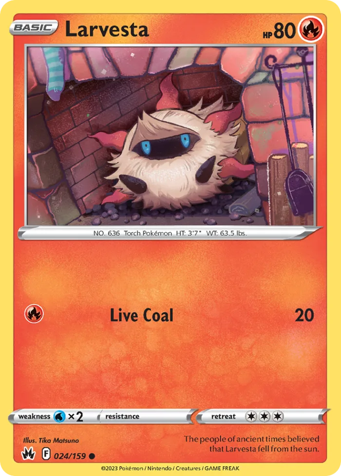 Larvesta #24 Crown Zenith Pokemon card
