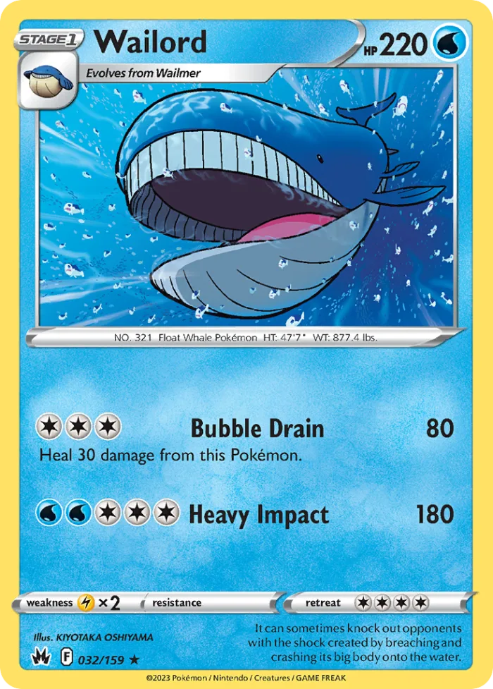 Wailord #32 Crown Zenith Pokemon card