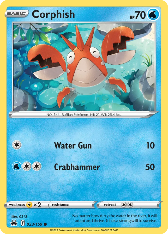 Corphish #33 Crown Zenith Pokemon card