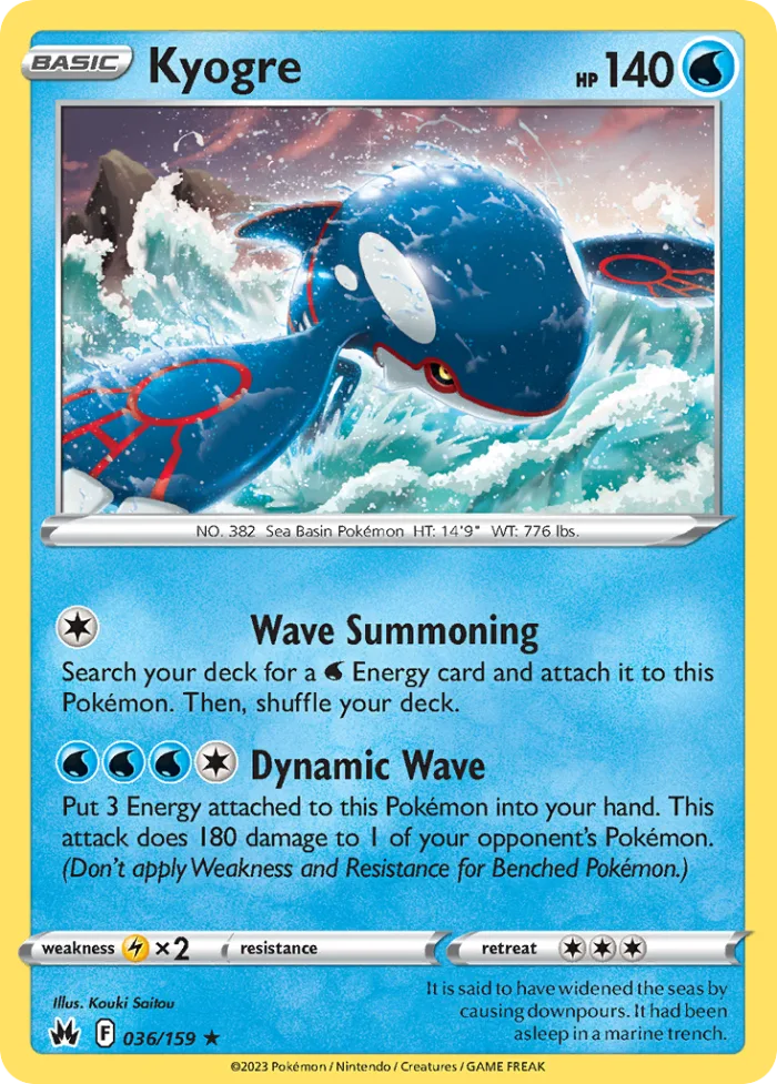 Kyogre #36 Crown Zenith Pokemon card