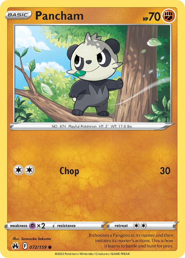 Pancham #72 Crown Zenith Pokemon card