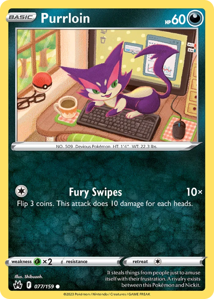 Purrloin #77 Crown Zenith Pokemon card