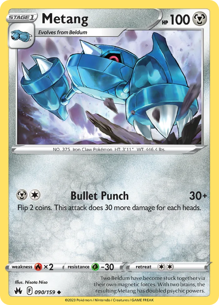 Metang #90 Crown Zenith Pokemon card