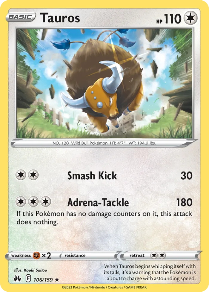 Tauros #106 Crown Zenith Pokemon card
