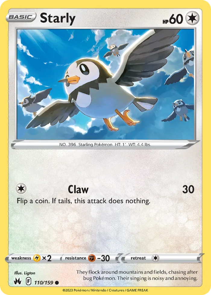 Starly #110 Crown Zenith Pokemon card