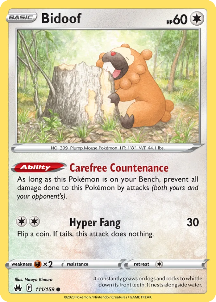 Bidoof #111 Crown Zenith Pokemon card