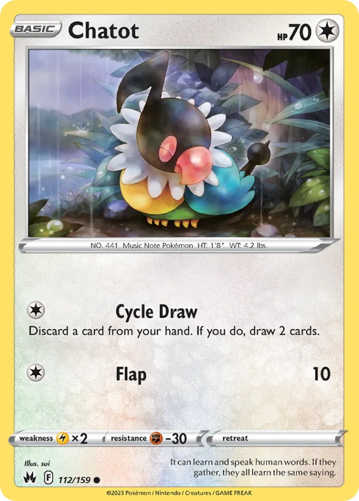 Chatot #112 Crown Zenith Pokemon card