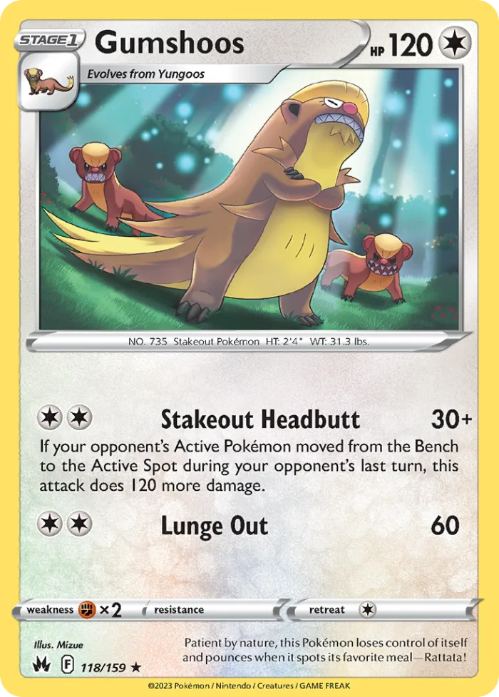 Gumshoos #118 Crown Zenith Pokemon card