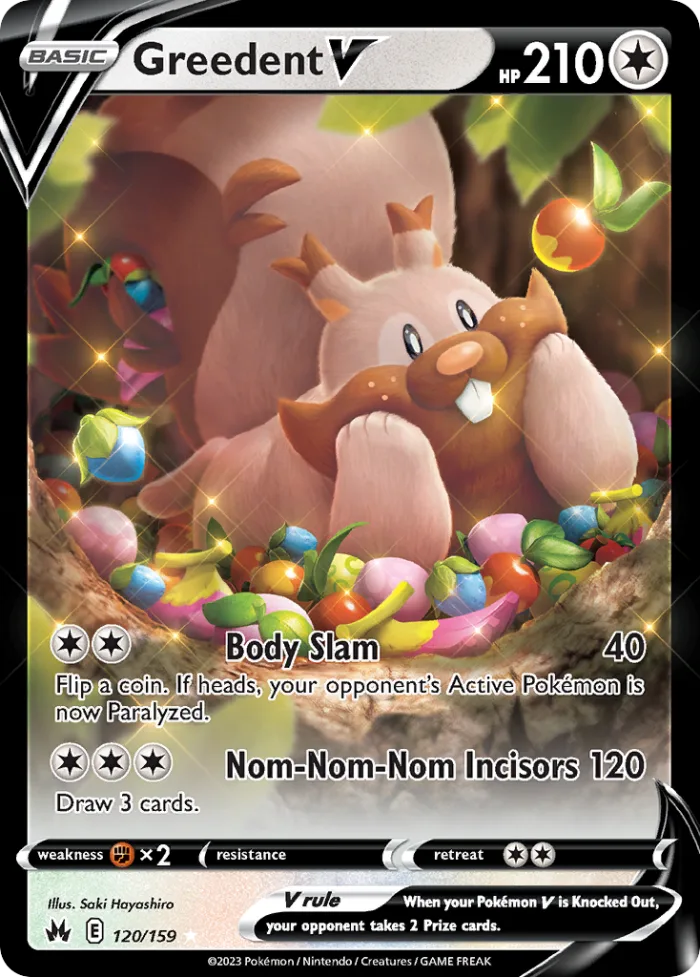 Greedent V #120 Crown Zenith Pokemon card