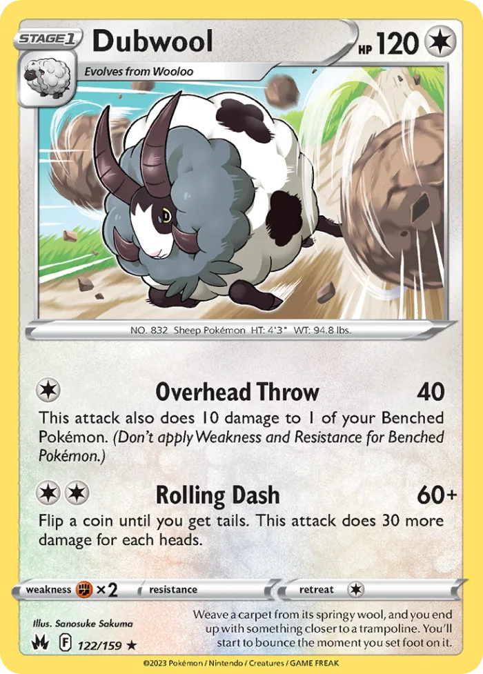 Dubwool #122 Crown Zenith Pokemon card