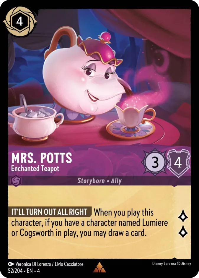 Mrs. Potts #52 Ursula's Return Disney Lorcana card
