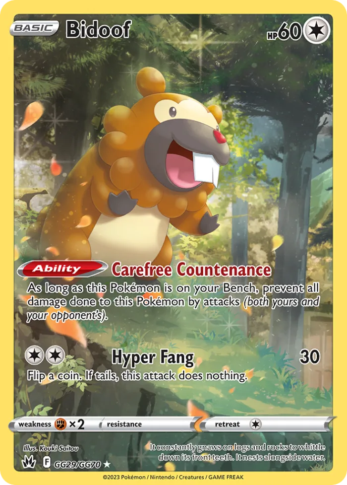 Bidoof #GG29 Crown Zenith Pokemon card