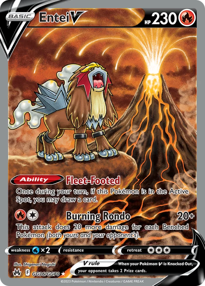 Entei V #GG36 Crown Zenith Pokemon card