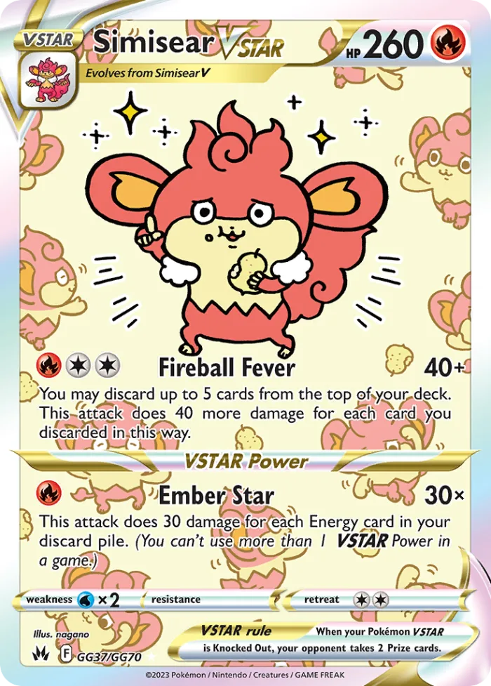 Simisear VSTAR #GG37 Crown Zenith Pokemon card