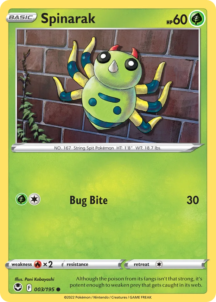 Spinarak #3 Silver Tempest Pokemon card