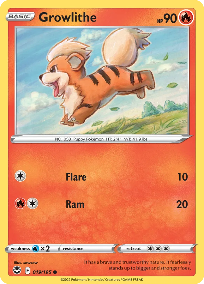 Growlithe #19 Silver Tempest Pokemon card