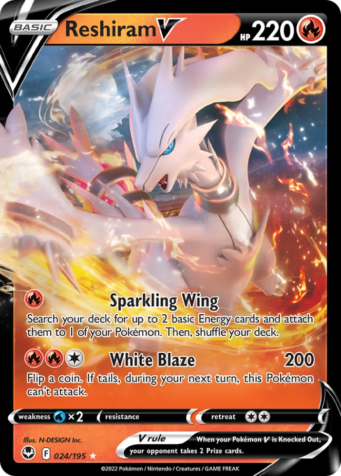 Reshiram V #24 Silver Tempest Pokemon card