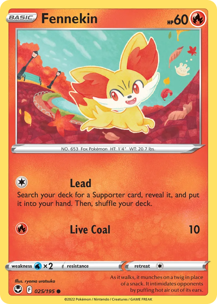 Fennekin #25 Silver Tempest Pokemon card