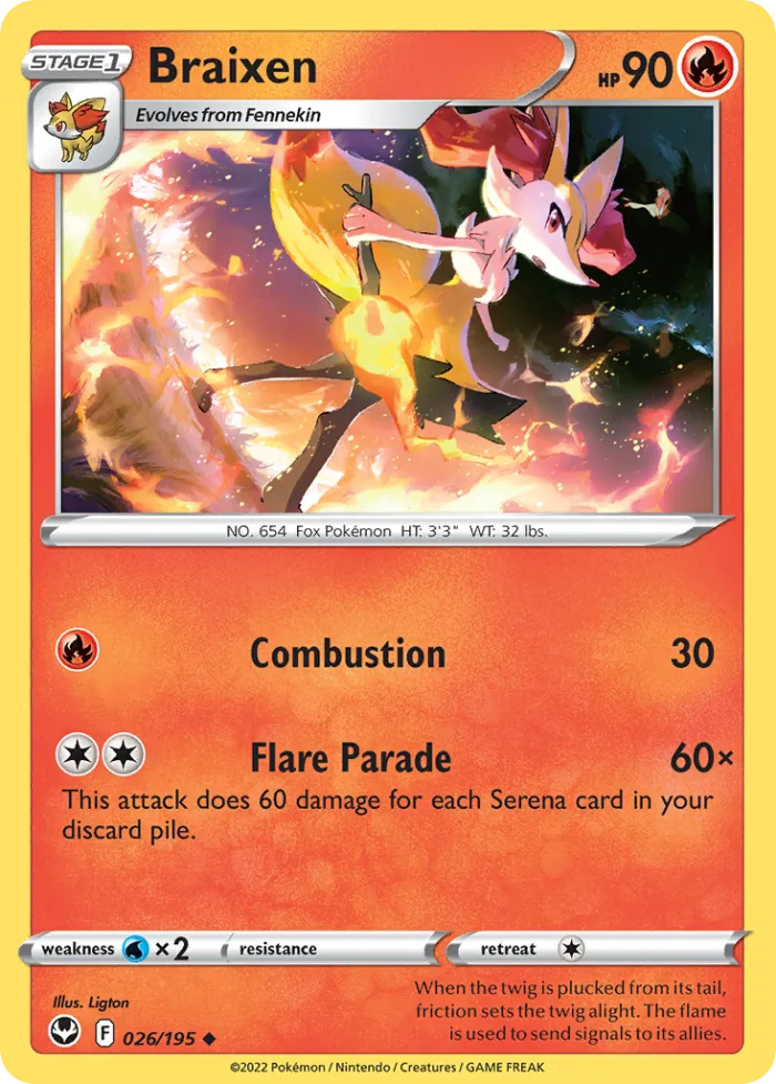 Braixen #26 Silver Tempest Pokemon card