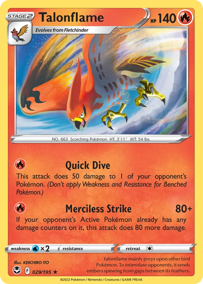 Talonflame #29 Silver Tempest Pokemon card