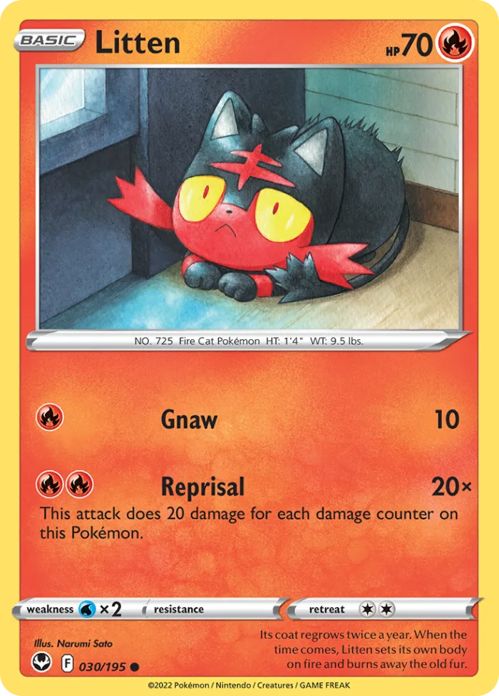Litten #30 Silver Tempest Pokemon card
