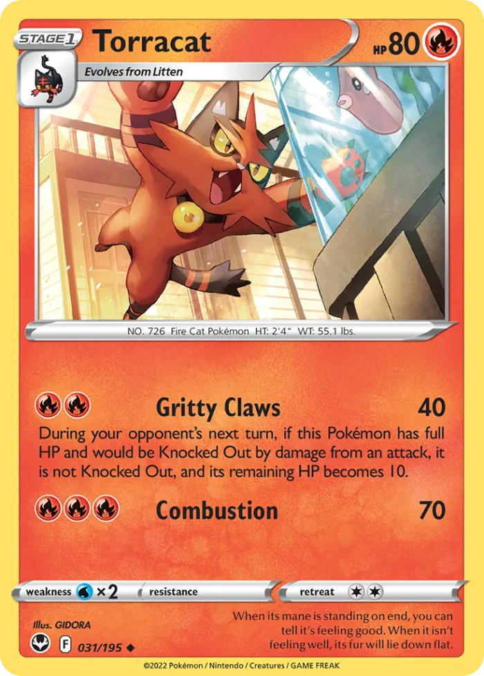 Torracat #31 Silver Tempest Pokemon card