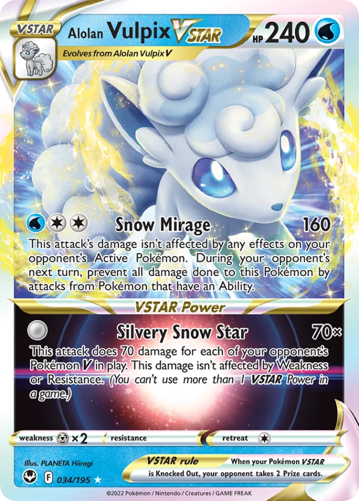 Alolan Vulpix VSTAR #34 Silver Tempest Pokemon card