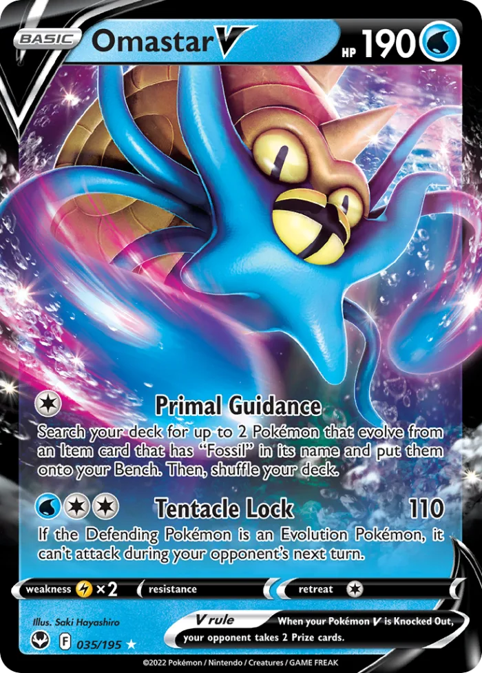 Omastar V #35 Silver Tempest Pokemon card