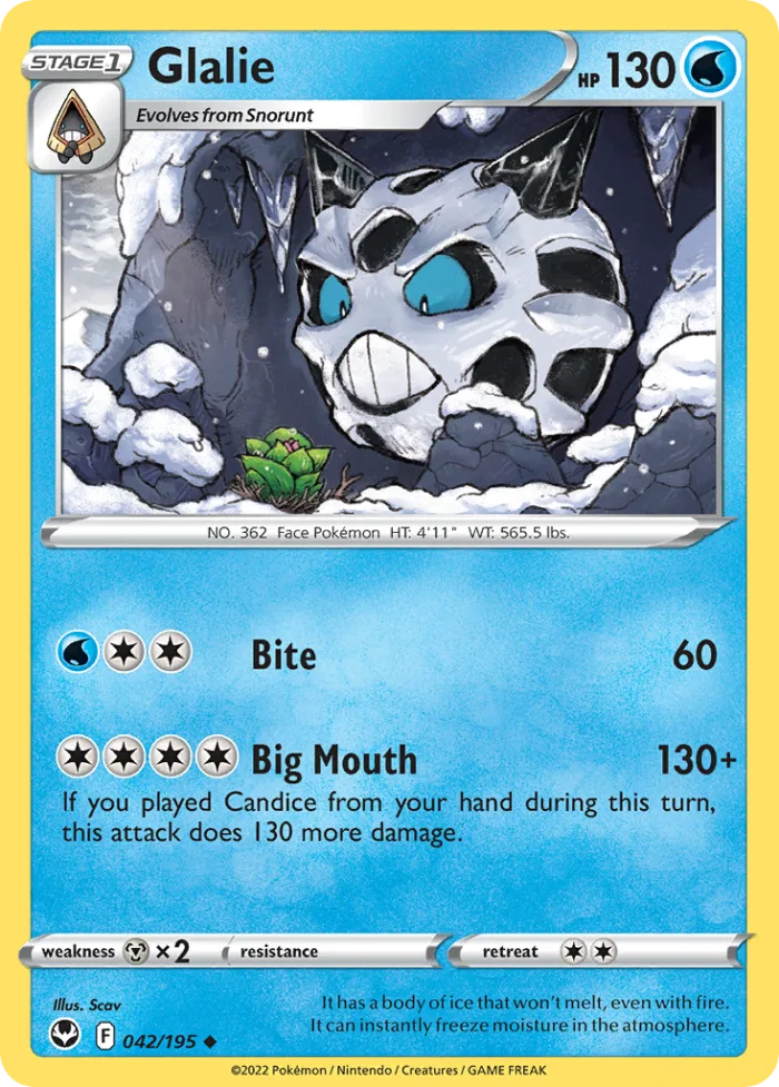 Glalie #42 Silver Tempest Pokemon card