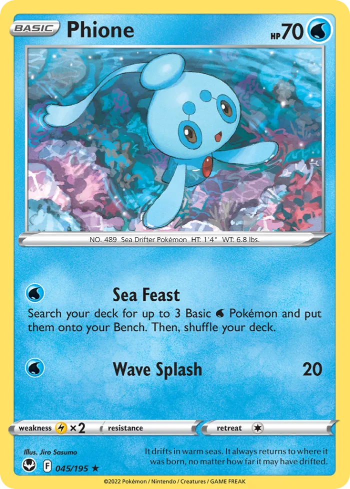 Phione #45 Silver Tempest Pokemon card