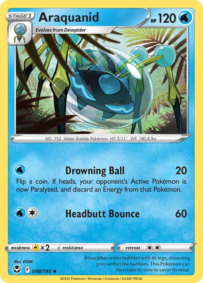 Araquanid #48 Silver Tempest Pokemon card